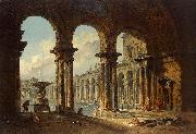 Hubert Robert Ancient Ruins Used as Public Baths oil painting on canvas